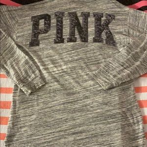 VS pink charcoal gray bling premium tee SM
